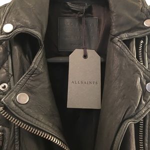 All Saints leather cargo jacket, size 4 Brand New